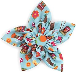 The Worthy Dog Tiki Time Flower Dog & Cat Collar Accessory, Blue, Small