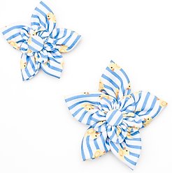 The Worthy Dog Stripe Rubber Duck Flower Dog & Cat Collar Accessory, Light Blue/White, Small slide 2 of 3