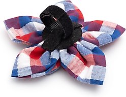 The Worthy Dog Check Flower Dog & Cat Collar Accessory, Red/White/Blue, Large slide 2 of 3