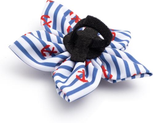Show full view: The Worthy Dog Stripe Anchors Flower Dog & Cat Collar Accessory, Navy, Small slide 3 of 3