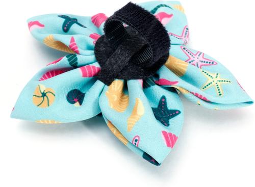 Show full view: The Worthy Dog Seashells Flower Dog & Cat Collar Accessory, Teal, Large slide 3 of 3