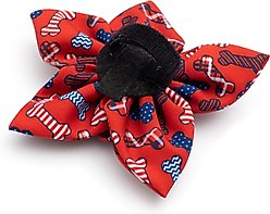 The Worthy Dog Preppy Bones Flower Dog & Cat Collar Accessory, Red/White/Blue, Small slide 2 of 3