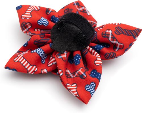 Show full view: The Worthy Dog Preppy Bones Flower Dog & Cat Collar Accessory, Red/White/Blue, Small slide 3 of 3