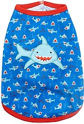 The Worthy Dog Sam the Shark Tee Dog Shirt, Blue, Medium