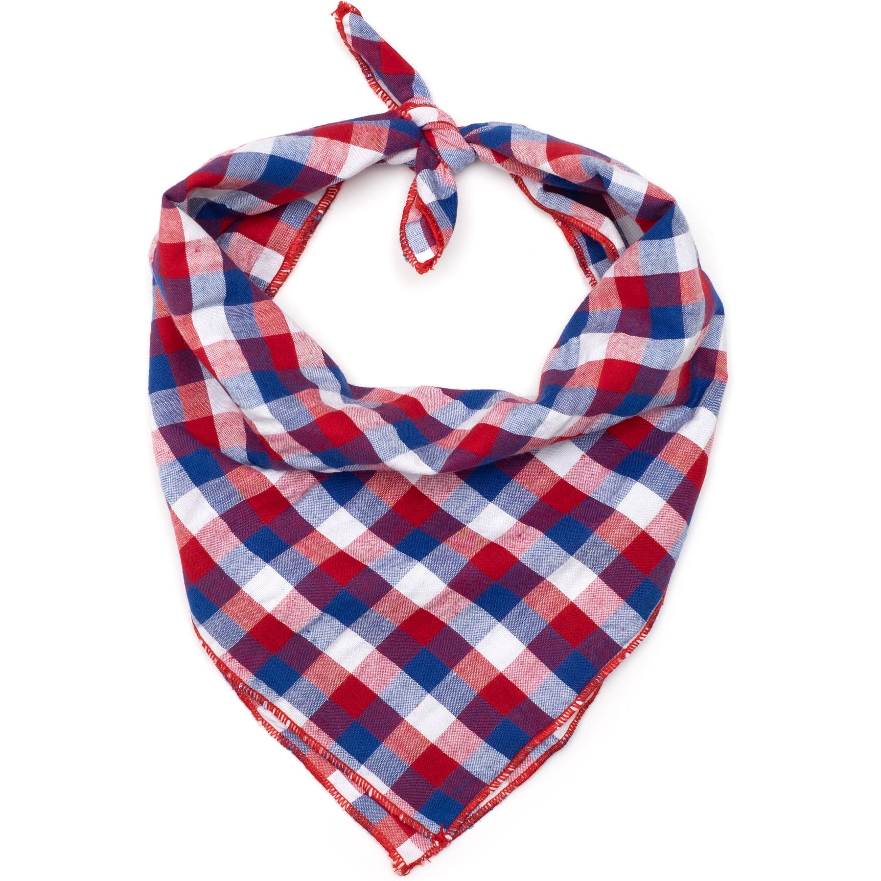 The Worthy Dog Check Dog Bandana, Red/White/Blue, Small