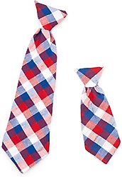 The Worthy Dog Check Dog & Cat Neck Tie, Red/White/Blue, Small slide 2 of 3