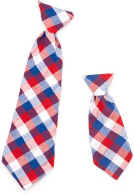 Show full view: The Worthy Dog Check Dog & Cat Neck Tie, Red/White/Blue, Small slide 2 of 3