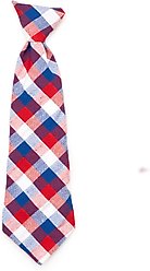 The Worthy Dog Check Dog & Cat Neck Tie, Red/White/Blue, Small