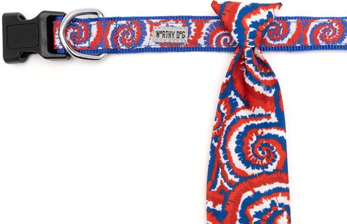 Show full view: The Worthy Dog Kaleidoscope Dog & Cat Neck Tie, Red/White/Blue, Small slide 2 of 4