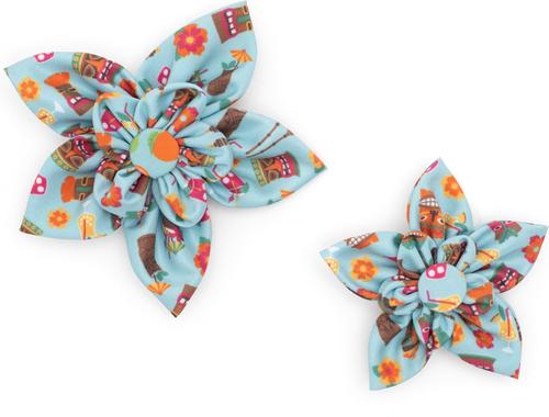 Show full view: The Worthy Dog Tiki Time Flower Dog & Cat Collar Accessory, Blue, Large slide 3 of 4