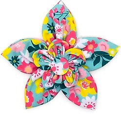 The Worthy Dog Spring Bouquet Flower Dog & Cat Collar Accessory, Blue, Small