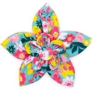 The Worthy Dog Spring Bouquet Flower Dog & Cat Collar Accessory, Blue, Large