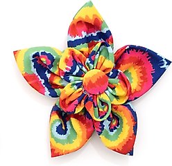 The Worthy Dog Kaleidoscope Flower Dog & Cat Collar Accessory, Multicolored, Small