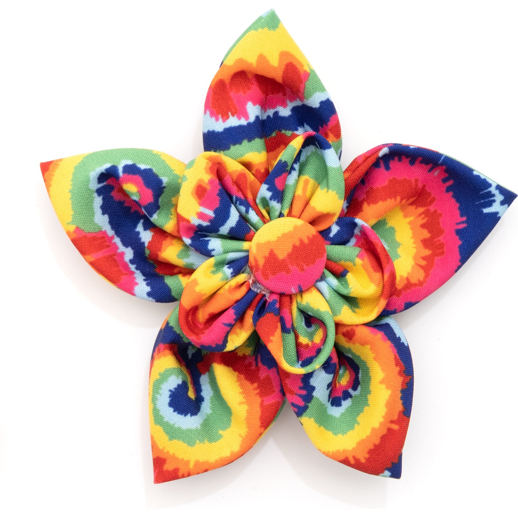 The Worthy Dog Kaleidoscope Flower Dog & Cat Collar Accessory, Multicolored, Large