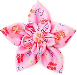 The Worthy Dog Flip Flops Flower Dog & Cat Collar Accessory, Pink, Small
