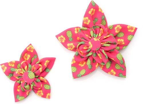 Show full view: The Worthy Dog Pineapples Flower Dog & Cat Collar Accessory, Pink, Large slide 2 of 3