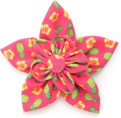 The Worthy Dog Pineapples Flower Dog & Cat Collar Accessory, Pink, Small