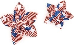 The Worthy Dog Patchwork Flag Flower Dog & Cat Collar Accessory, Red/White/Blue, Small slide 2 of 3