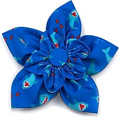 The Worthy Dog Chomp Flower Dog & Cat Collar Accessory, Blue, Small