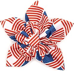 The Worthy Dog Patchwork Flag Flower Dog & Cat Collar Accessory, Red/White/Blue, Small slide 1 of 3