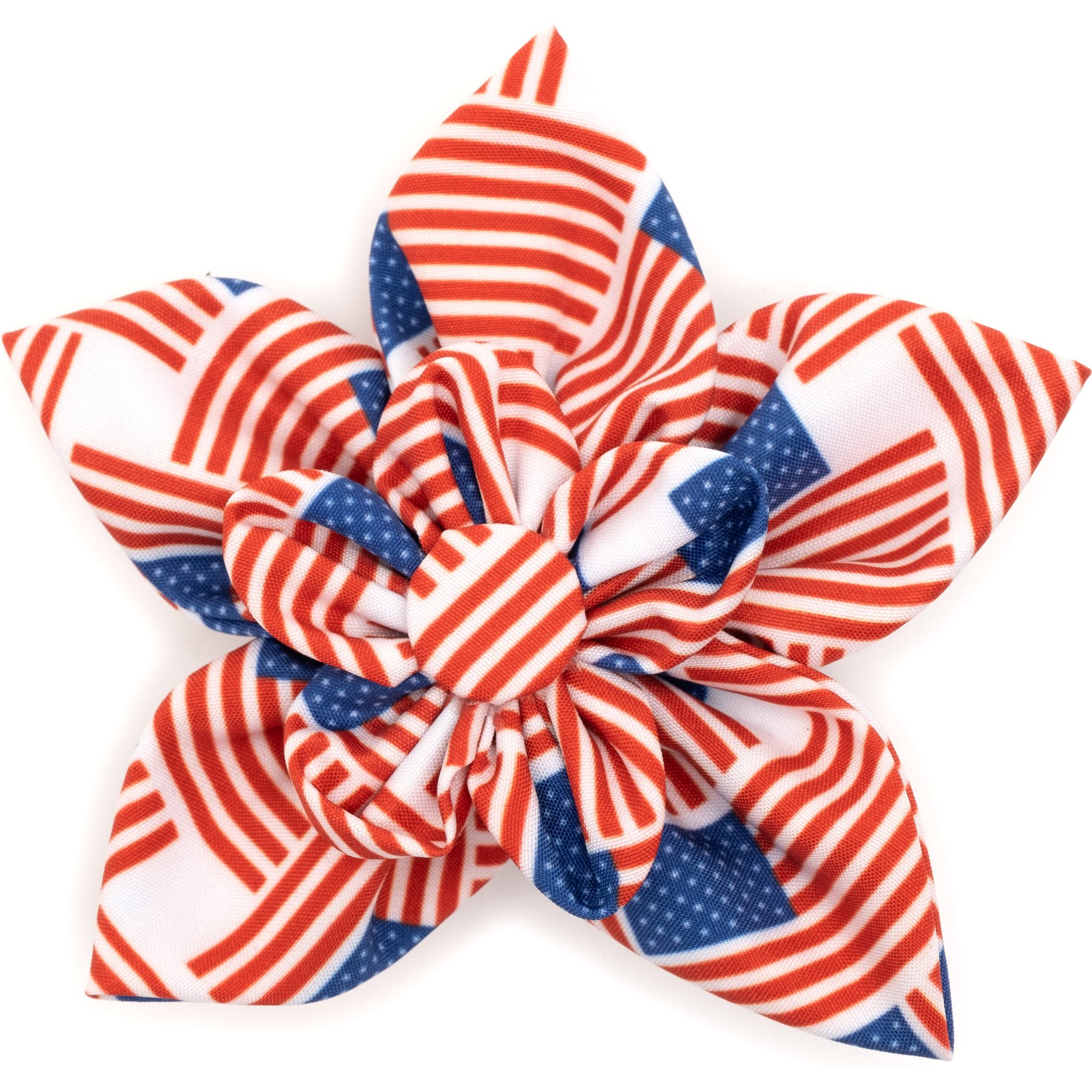 The Worthy Dog Patchwork Flag Flower Dog & Cat Collar Accessory, Red/White/Blue, Large