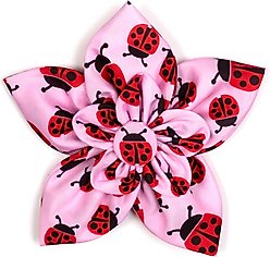 The Worthy Dog Ladybugs Flower Dog & Cat Collar Accessory, Pink, Small