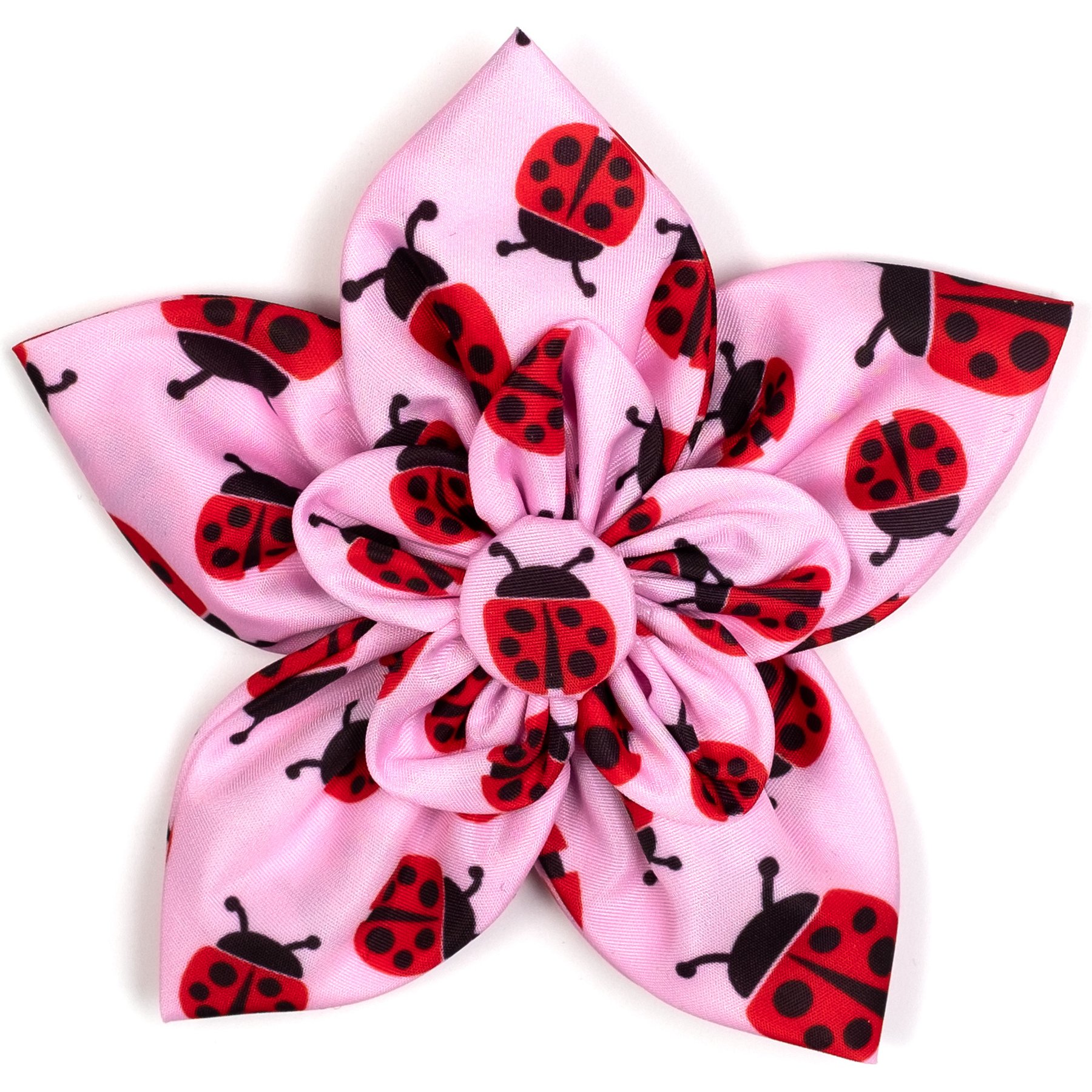 The Worthy Dog Ladybugs Flower Dog & Cat Collar Accessory, Pink, Large