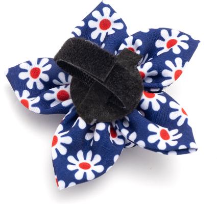 Show full view: The Worthy Dog Daisies Flower Dog & Cat Collar Accessory, Navy, Small slide 3 of 3