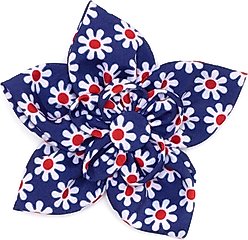 The Worthy Dog Daisies Flower Dog & Cat Collar Accessory, Navy, Small