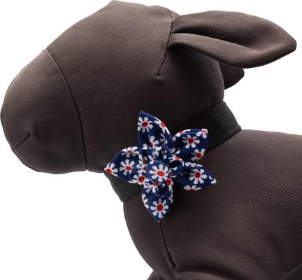 Show full view: The Worthy Dog Daisies Flower Dog & Cat Collar Accessory, Navy, Small slide 2 of 3