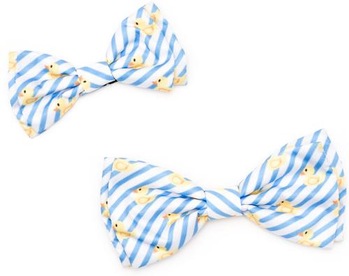 Show full view: The Worthy Dog Stripe Rubber Duck Dog Bow Tie, Light Blue/White, Large slide 2 of 3