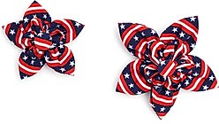 The Worthy Dog Bias Stars & Stripes Flower Dog & Cat Collar Accessory, Red/White/Blue, Large slide 2 of 3