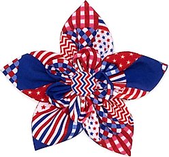 The Worthy Dog Americana Flower Dog & Cat Collar Accessory, Red/White/Blue, Small