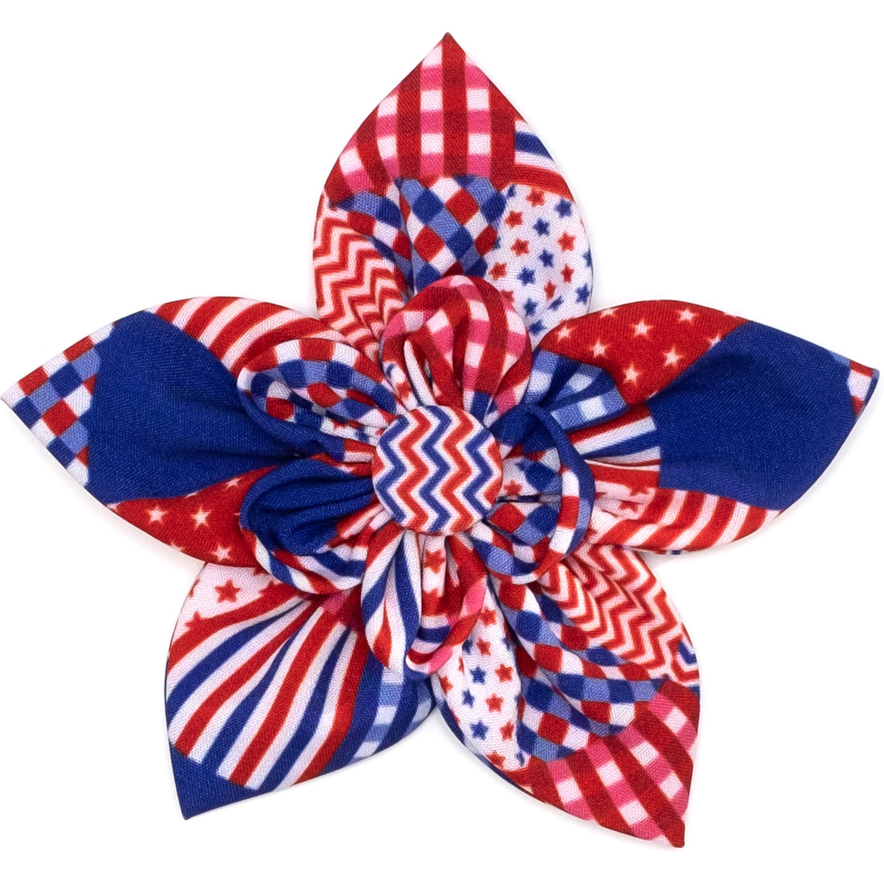 The Worthy Dog Americana Flower Dog & Cat Collar Accessory, Red/White/Blue, Large