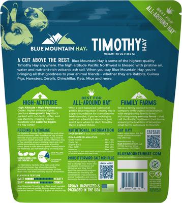 Show full view: Blue Mountain Hay Small Animal Food High Altitude Timothy Hay Small Animal Food, 48-oz slide 5 of 6