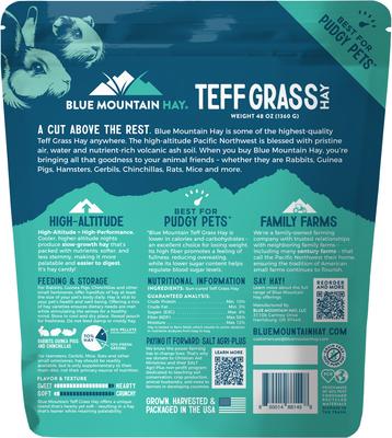 Show full view: Blue Mountain Hay Small Animal Food High Altitude Teff Grass Hay Small Animal Food, 48-oz slide 5 of 6
