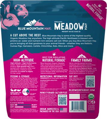 Show full view: Blue Mountain Hay Small Animal Food High Altitude Organic Meadow Hay Small Animal Food, 48-oz slide 6 of 7