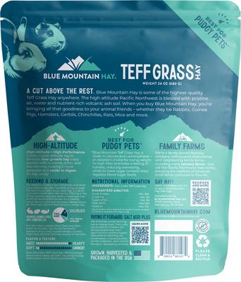 Show full view: Blue Mountain Hay Small Animal Food High Altitude Teff Grass Hay Small Animal Food, 24-oz slide 5 of 6