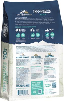 Show full view: Blue Mountain Hay High Altitude Teff Grass Hay Pellets Horse Feed, 40-lb slide 4 of 5