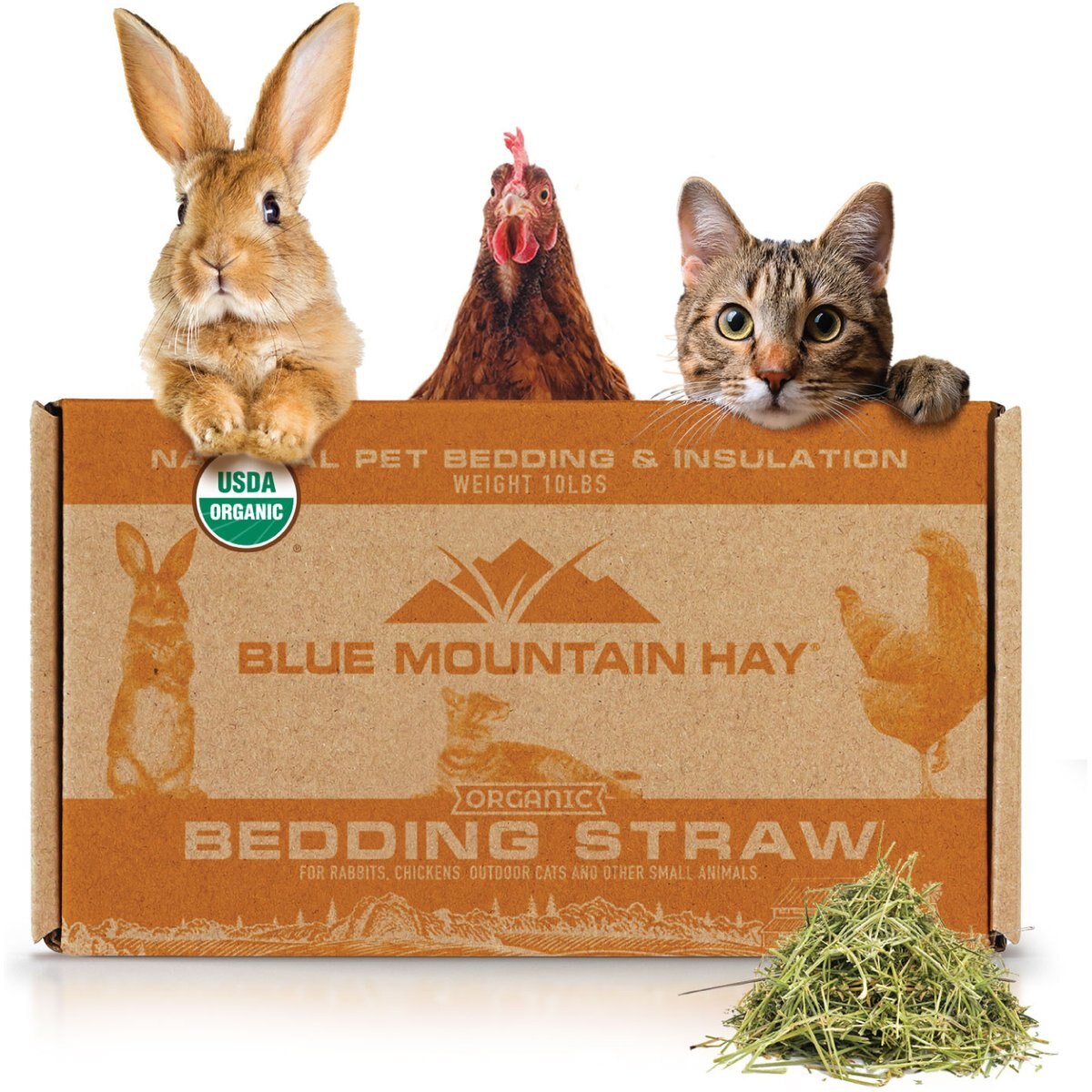 Blue Mountain Hay Organic Straw Small Pet Bedding, 5-lb