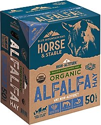 Blue Mountain Hay High Altitude Organic Alfalfa Hay Easy Flake Box Horse Feed, 50-lb