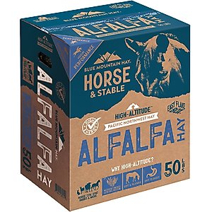 Blue Mountain Hay High Altitude Alfalfa Hay Easy Flake Box Horse Feed, 50-lb