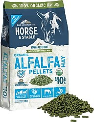 Blue Mountain Hay High Altitude Organic Alfalfa Hay Pellets Horse Feed, 40-lb