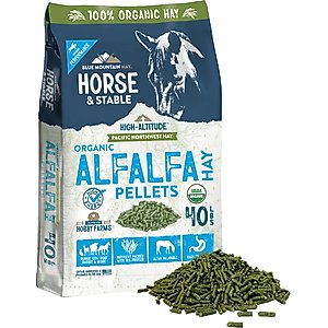 Blue Mountain Hay High Altitude Organic Alfalfa Hay Pellets Horse Feed, 40-lb