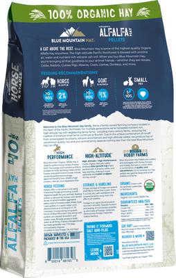Show full view: Blue Mountain Hay High Altitude Organic Alfalfa Hay Pellets Horse Feed, 40-lb slide 4 of 5