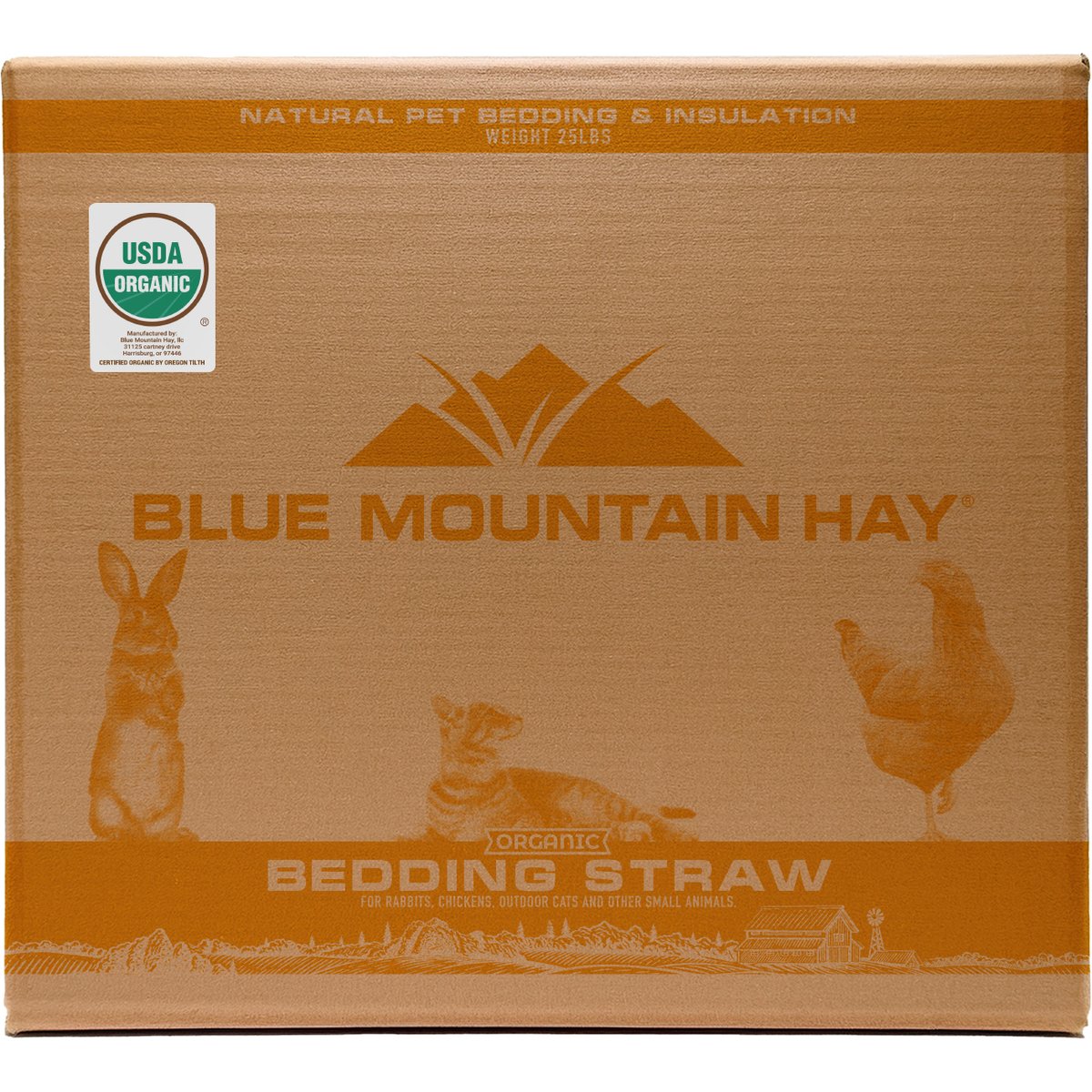 Blue Mountain Hay Organic Straw Small Pet Bedding, 25-lb