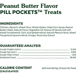 Greenies Pill Pockets Canine Real Peanut Butter Flavor Dog Treats, Capsule Size, 60 count