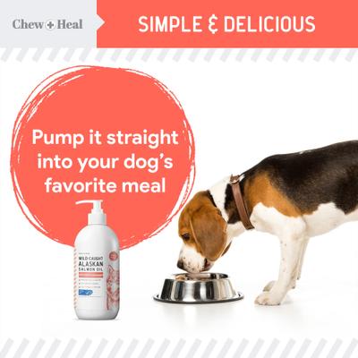 Show full view: Chew + Heal MSC-Certified Pure Wild-Caught Alaskan Salmon Oil Skin & Coat Supplement for Dogs, 8-fl oz bottle slide 10 of 11
