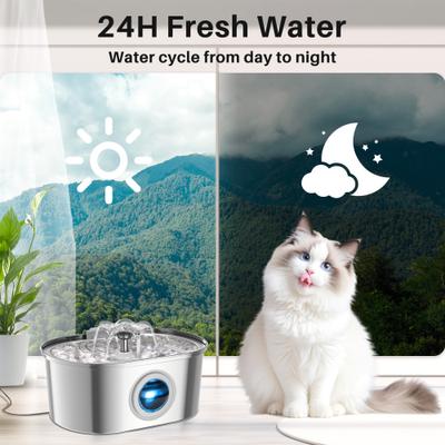 Show full view: PATPET Stainless Steel Flower Flow Automatic Cat Water Fountain, 108-fl oz slide 4 of 9