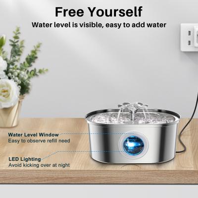 Show full view: PATPET Stainless Steel Flower Flow Automatic Cat Water Fountain, 108-fl oz slide 5 of 9